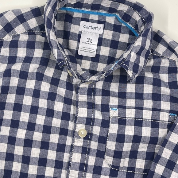 CARTER’S 3T Button Down Shirt in a Blue Checked Pattern - Picture 2 of 6
